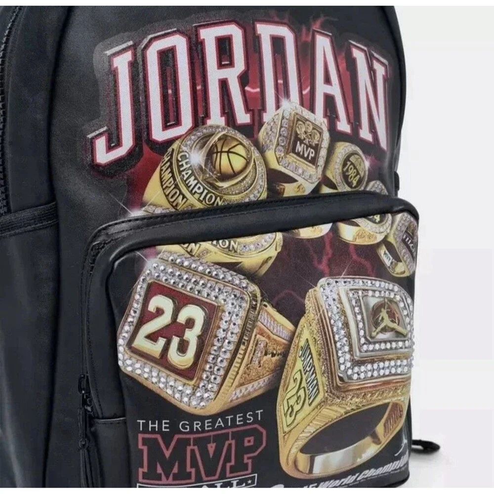 Jordan Borough Graphic 6 Rings Backpack🔥New Black School Bookbag MA9174-023